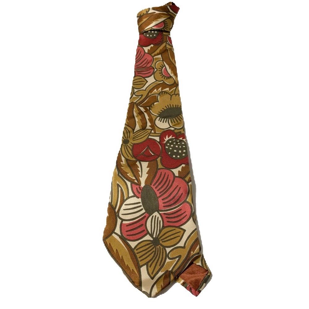 Vintage NWT SWING 100% Silk Tie Floral Brown 4” x 53”